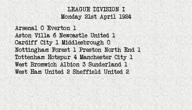 21 April 1924

#SunderlandAFC saw their title hopes take a hit as they lost 3-1 at #wba today, while #ccfc improved their chances by beating #MiddlesbroughFC 1-0. #nffc and #pnefc edged towards safety after a 1-1 draw, while #afc are still in trouble after losing 1-0 to #efc.