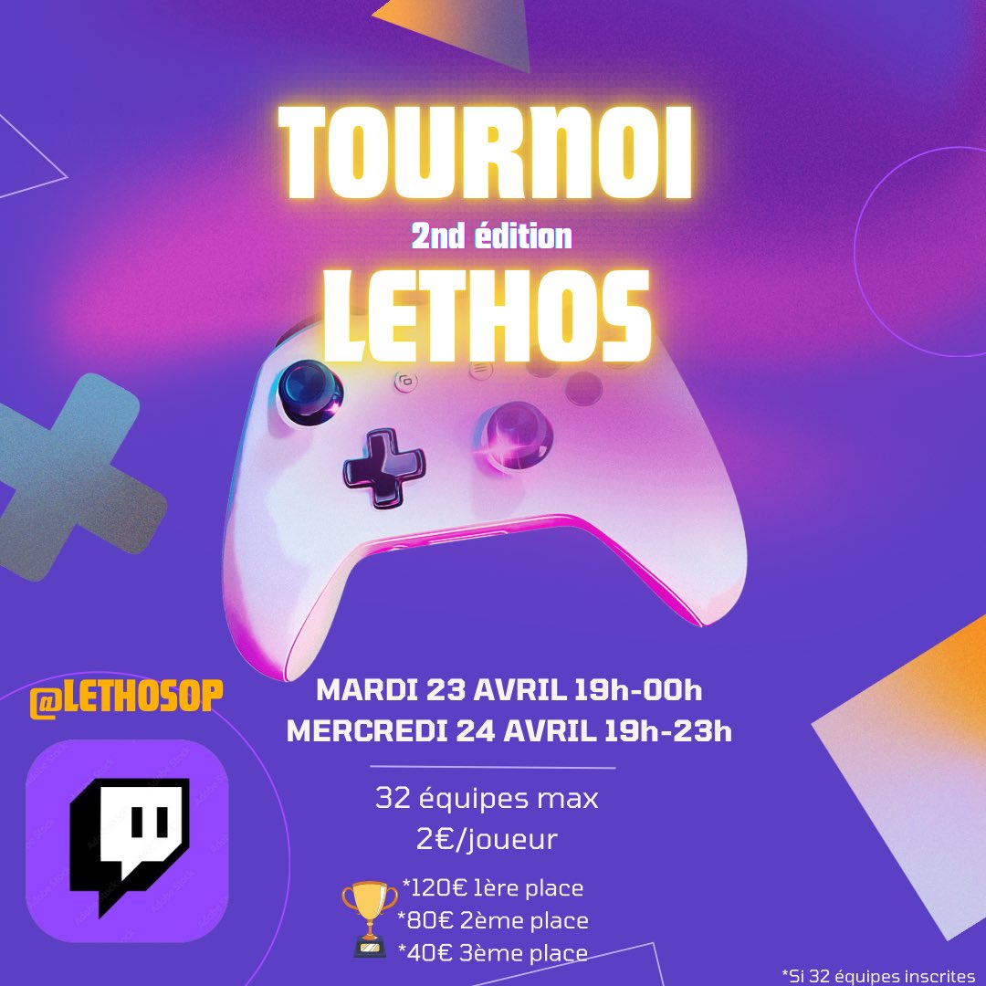 🏆TOURNOI CALL OF DUTY🏆
(2nd édition)

💫Règles CDL 4vs4

⚡️Winner et looser bracket 
💥Console ET PC 

▶️ Inscriptions par mp <a href="/LethosOP/">KC Lethos</a> 
⬇️ Paypal