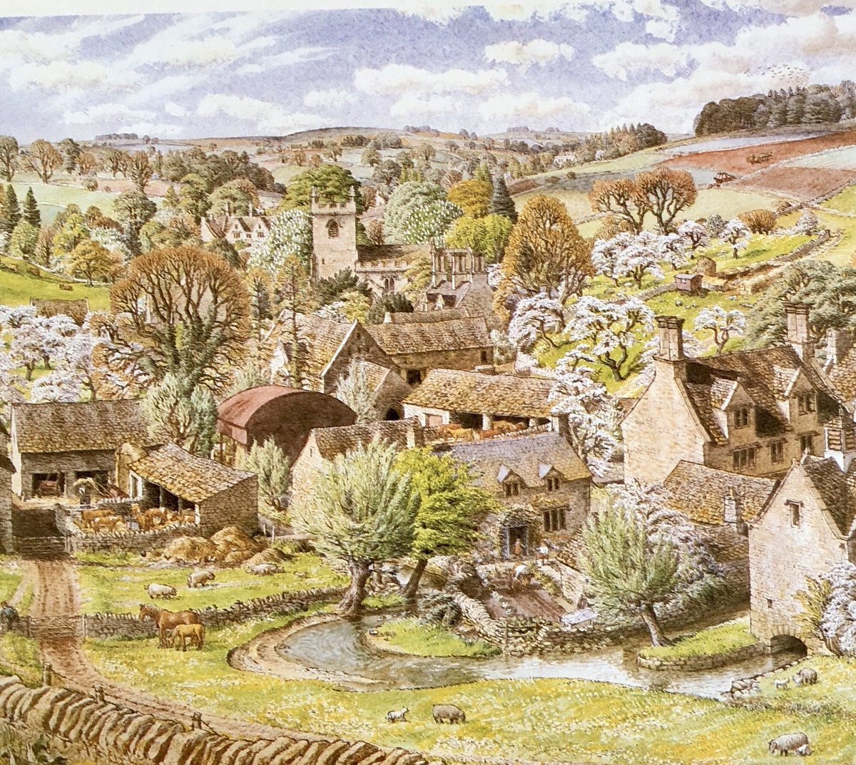 Other work by the Ladybird artists. ‘Spring in the Cotswolds’ Artist: SR Badmin