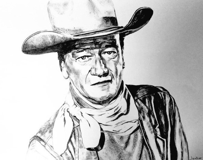 End of the week art for you. My drawing of #JohnWayne .....