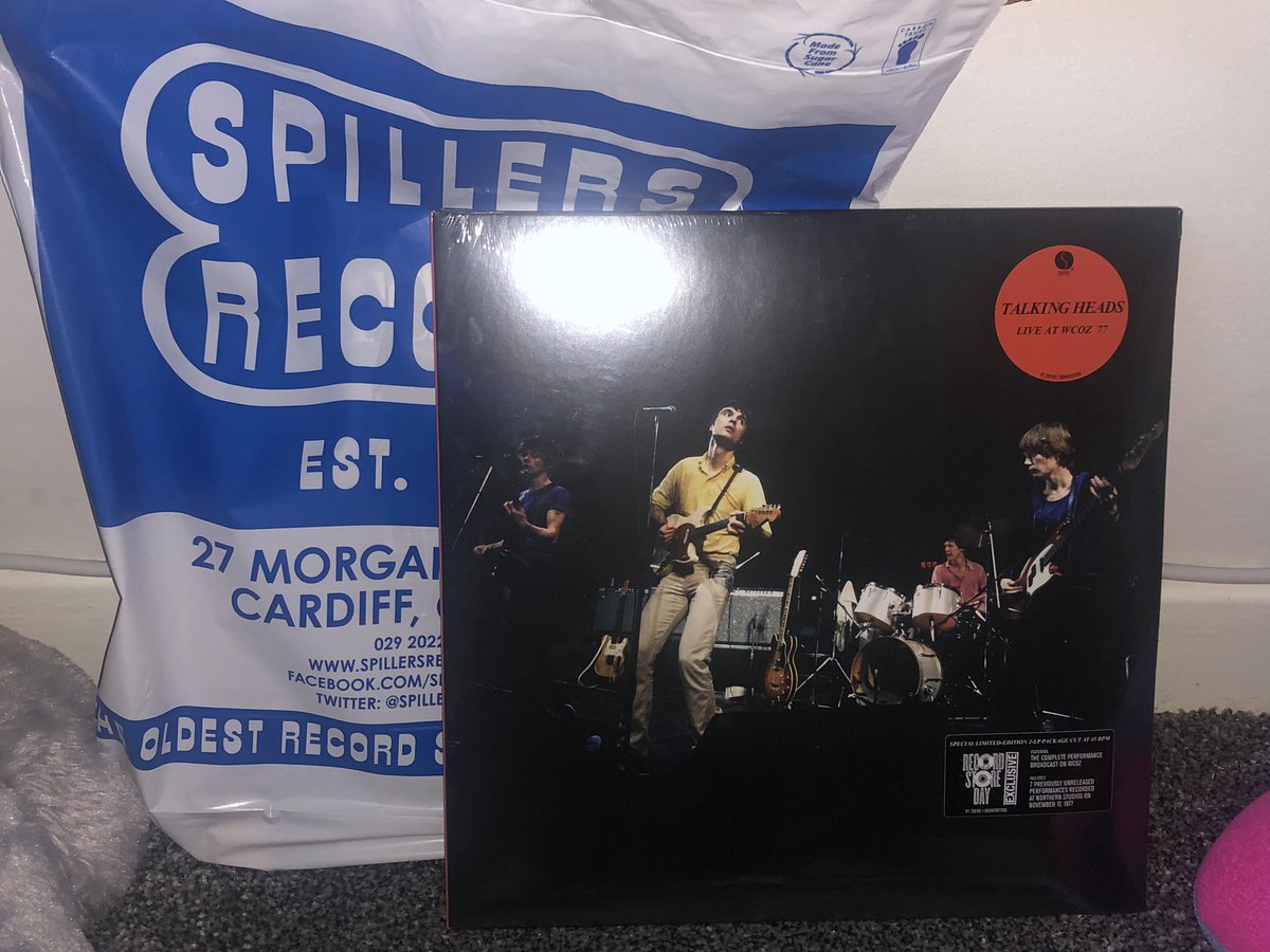 catrinwrites's tweet photo. sunny day at spillers for record store day yesterday  #RSD2024 #talkingheads @spillersrecords https://t.co/O7FkhVglGN