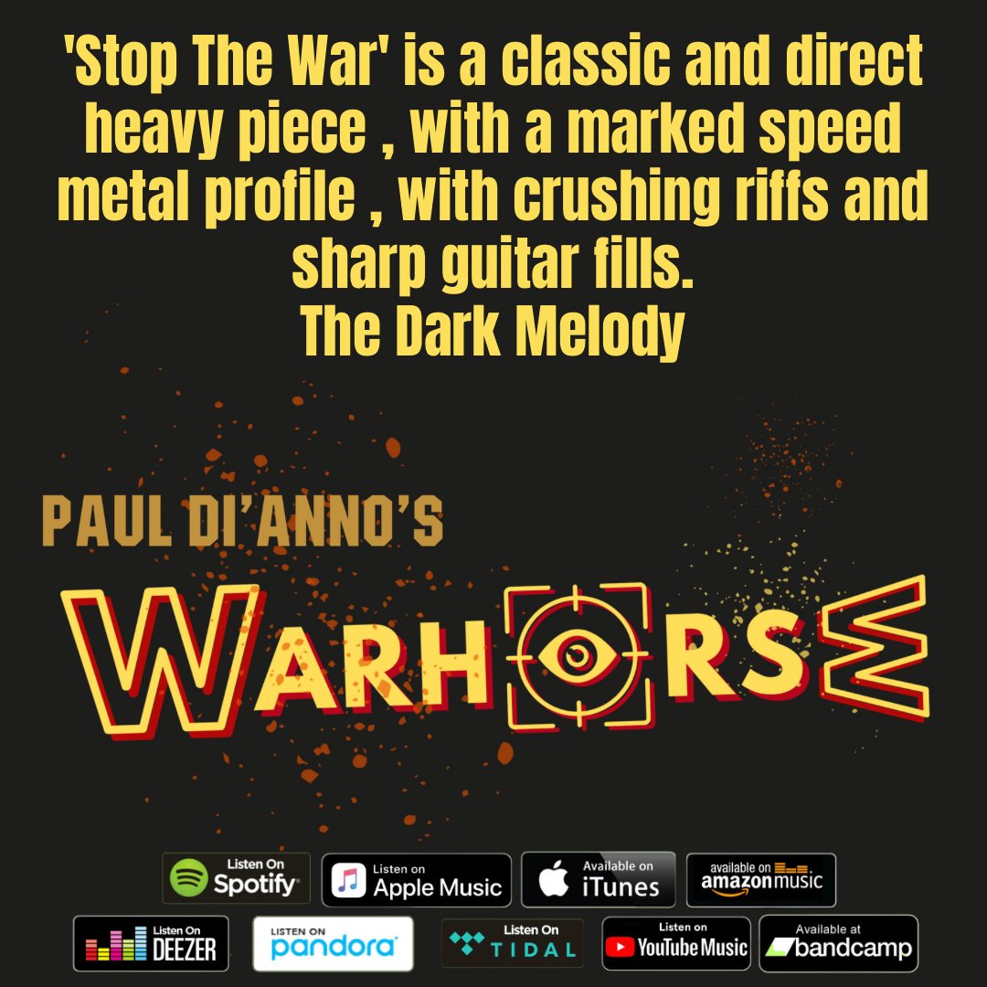 'Stop The War' is a classic and direct heavy piece, with a marked speed metal profile, with crushing riffs and sharp guitar fills. - The Dark Melody Listen at smarturl.it/WarhorseEP #pauldianno #warhorse #ironmaiden #heavymetal #nwobhm #bravewordsrecords #rocklegends