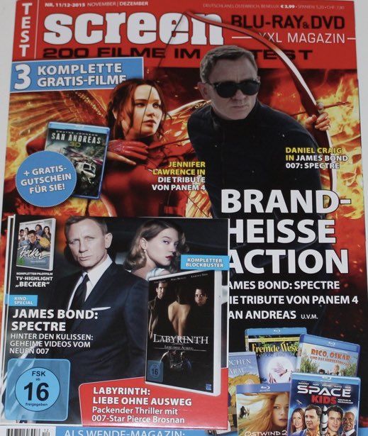 #BondOnTheCover - Twice the Daniel is clearly needed to promote Spectre on the November 2015 issue of Screen