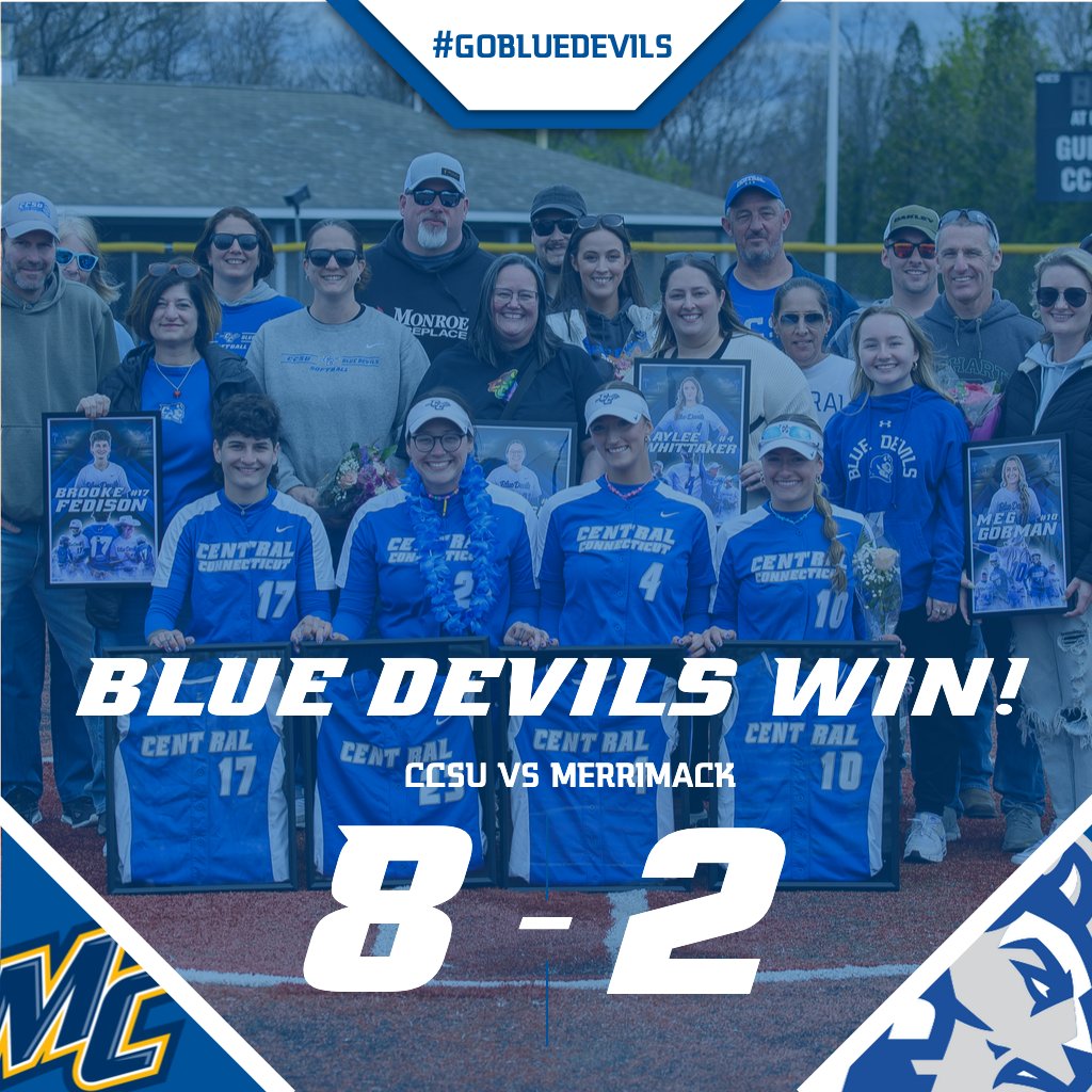 CCSU Softball (@ccsusoftball) on Twitter photo 🥎RECAP
<a href="/CCSUsoftball/">CCSU Softball</a> 8, MER 2
🥎Whittaker: 7.0IP, 6H, 2R, 4K
🥎Lasane: Triple, 3RBI
🥎Stringer: 2H, RBI
🥎Gorman: 2H, 2R
📰 🔗tinyurl.com/4fkpsh8k
⏩DH vs Sacred Heart at 1:00 on Tuesday 4.23!!💪
#GoBlueDevils | #NECSB 🥎RECAP
<a href="/CCSUsoftball/">CCSU Softball</a> 8, MER 2
🥎Whittaker: 7.0IP, 6H, 2R, 4K
🥎Lasane: Triple, 3RBI
🥎Stringer: 2H, RBI
🥎Gorman: 2H, 2R
📰 🔗tinyurl.com/4fkpsh8k
⏩DH vs Sacred Heart at 1:00 on Tuesday 4.23!!💪
#GoBlueDevils | #NECSB