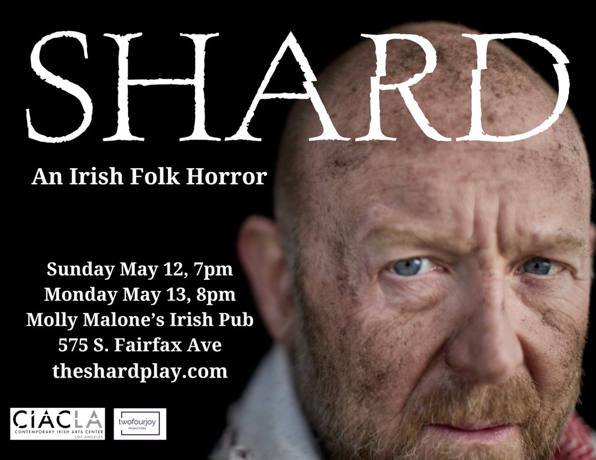 Coming to LA for Ireland Week in association with @CIAC_LA is a real spine-tingler of a treat! SHARD written by Stewart Roche, directed by @AlanGSmyth & starring the brilliant Neill Fleming comes to @MollyMalonesLA on May 12th & 13th. Tickets on sale here: brownpapertickets.com/event/6291282