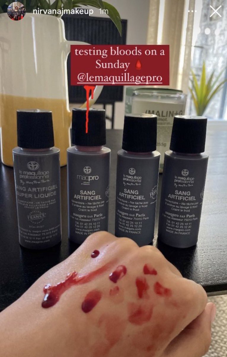 dailywencIair's tweet image. blood makeup being tested for season 2…