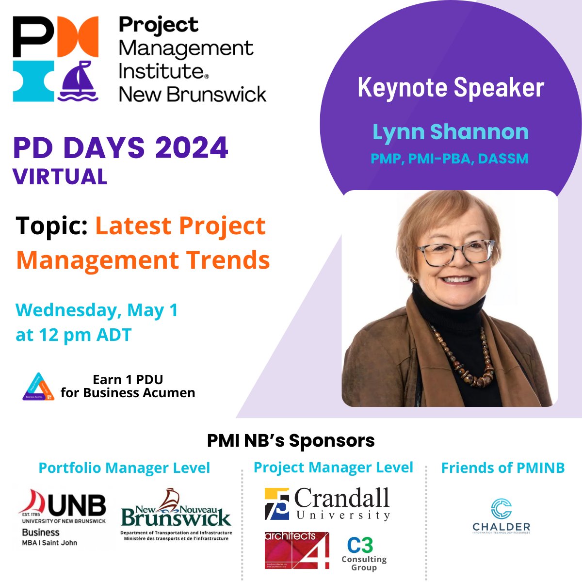 ✨ PMI New Brunswick Presents: Keynote Speaker Highlight for PD Days 2024! ✨

Register now at bit.ly/pdday-register

To learn more about this event, visit bit.ly/pddays-keynotes

#pminbpddays #PMINB #projectmanagement #PMINewBrunswick
#PDDays2024
#ProfessionalDevelopment