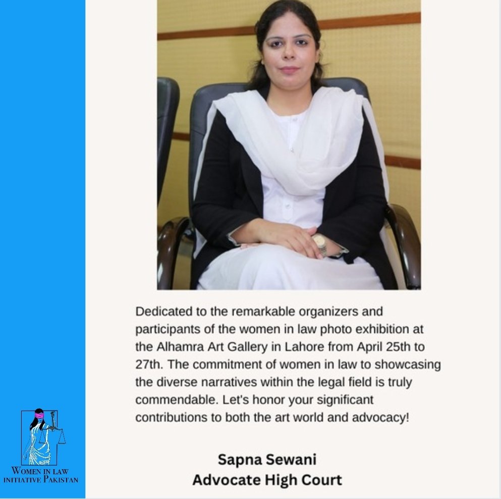 Advocate High Court @SewaniSapna sends her best wishes for the upcoming photo exhibition marking 100 years since women fought for the right to practice law. 
#VisibilityMatters