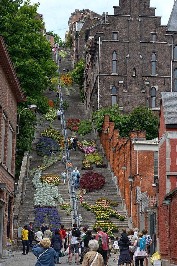 Montagne de Bueren, a 374-step stairway in Liège, Belgium.