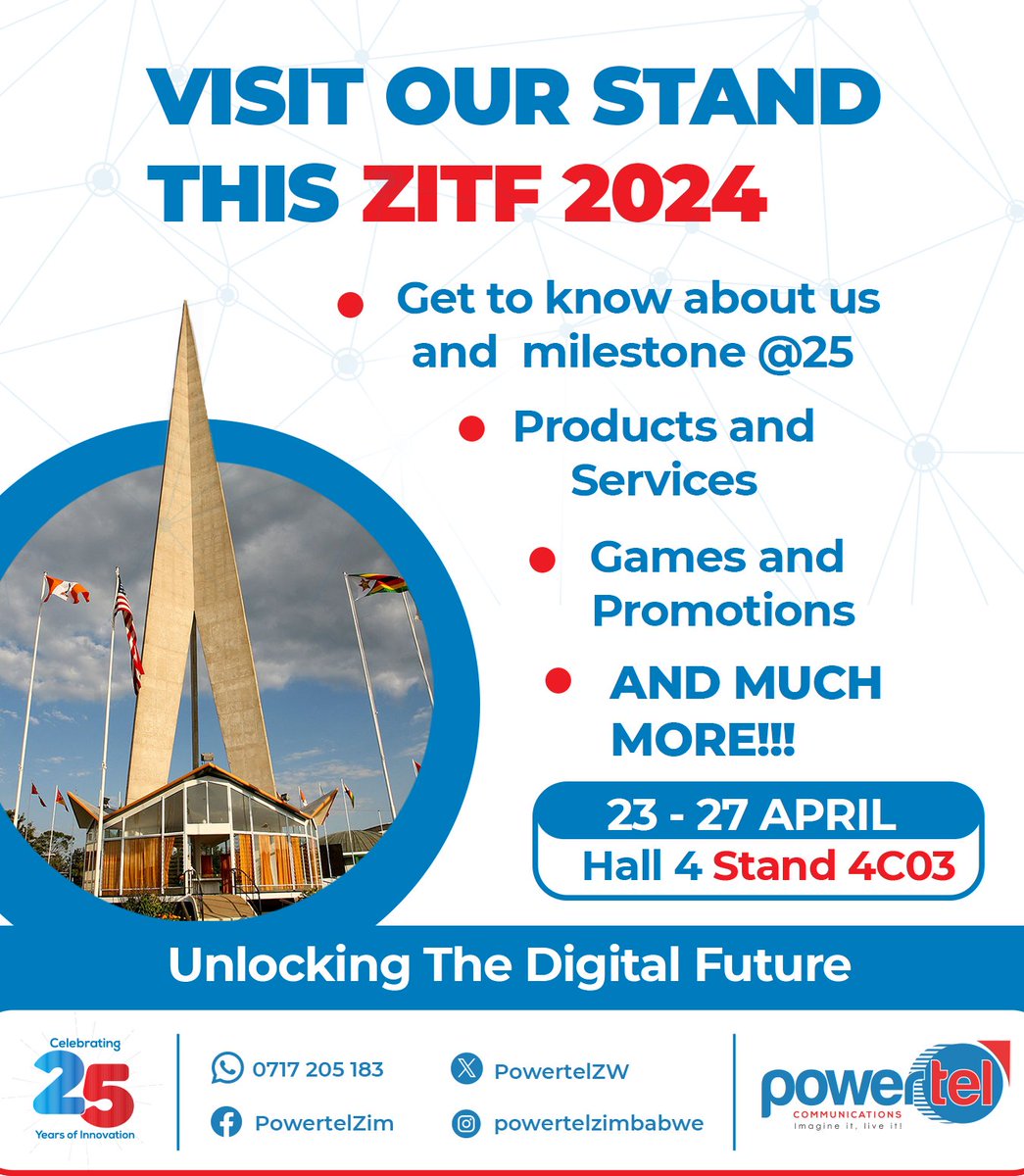 Celebrate with us as we reach a significant milestone @25! It's been an incredible journey, and we invite you to be a part of our success story. Visit our stand at ZITF and learn more about our achievements and the remarkable progress we've made together. 🎉