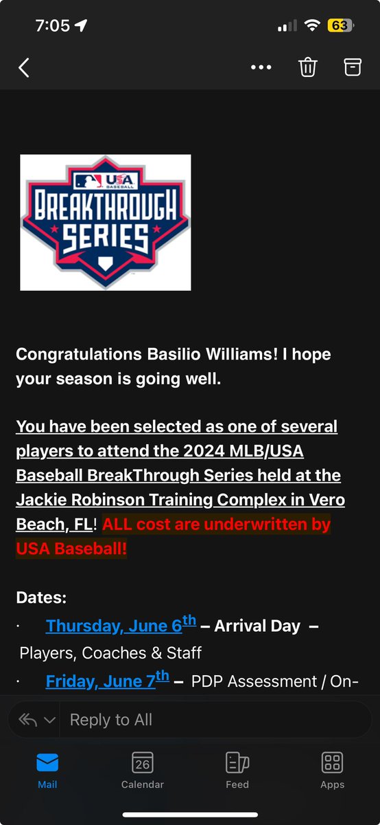 BasilioWilliams's tweet photo. Once again thankful and blessed to be invited out the @MLBDevelops Breakthrough Series. Ready to head back out to Vero Beach this summer and get after it! @OFFSEASON_BB @ElanisWestbro1 @kirkjj74 @CY24_7 https://t.co/LDlnTW38Ey
