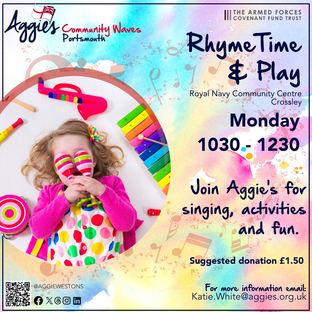 If you have little ones and live in the Portsmouth area this may interest you👇 Join Aggie's TOMORROW for Rhyme time and Play at the Crossley Community Centre, Portsmouth.