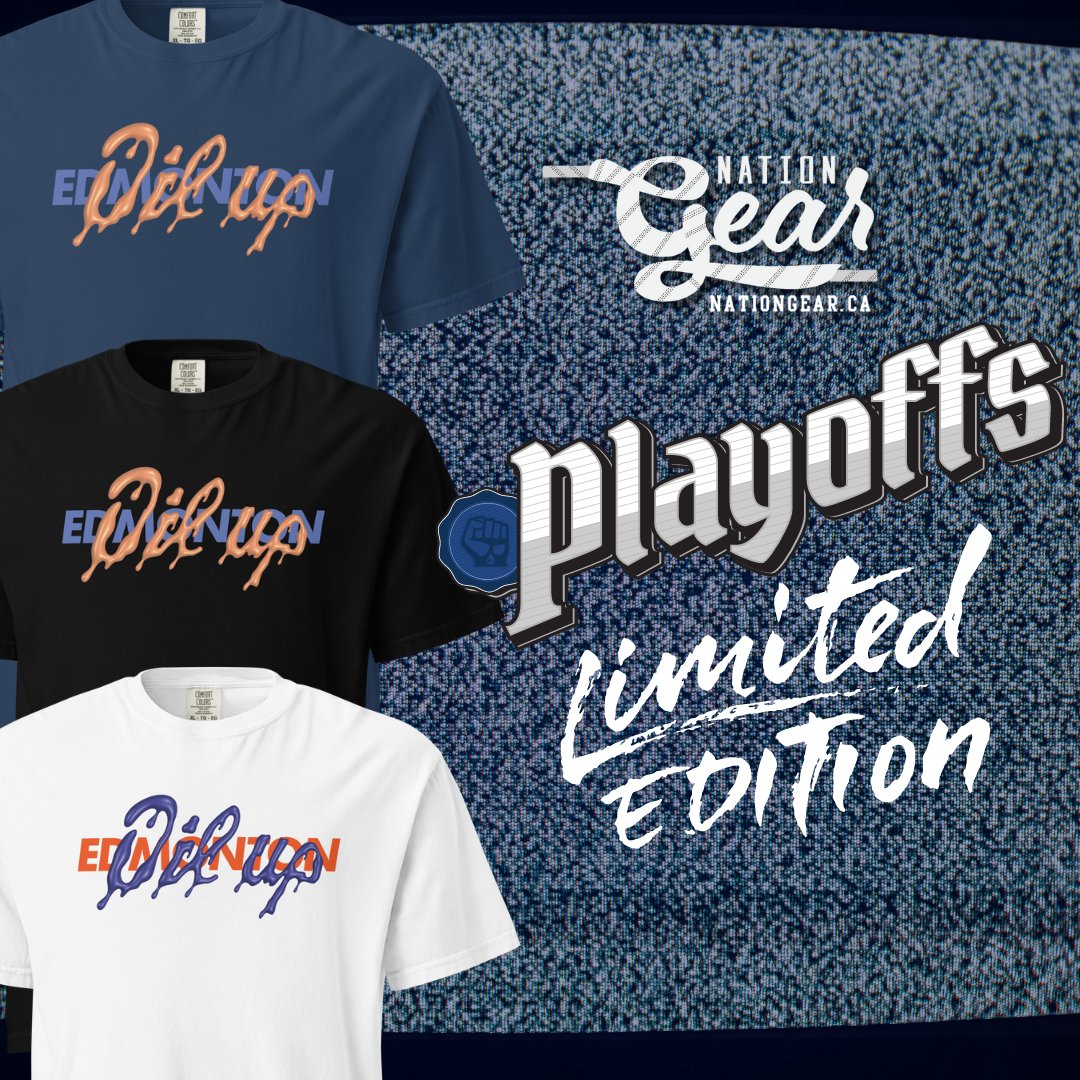 OILERSNATION! It’s time to OIL UP! 

Rep your team in our EXCLUSIVE PLAYOFF collection!

Shop “Oil Up” this post season at nationgear.ca 

#OilersNation #NationGear #OilUp #ONPlayoffs