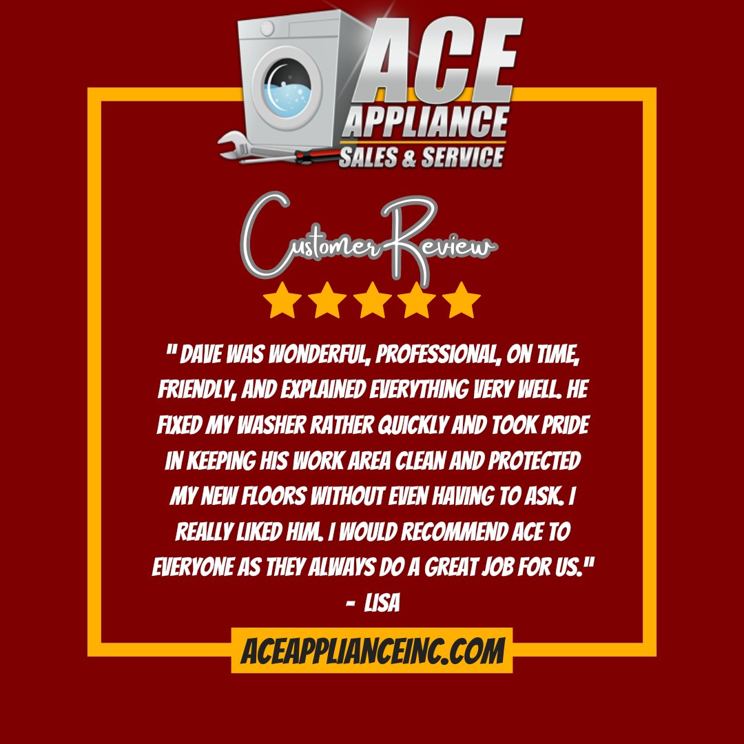 Thank you for choosing Ace Appliance for all your appliance needs! #AceAppliance #CustomerAppreciation #ToledoOhio #ApplianceRepair #ApplianceSales