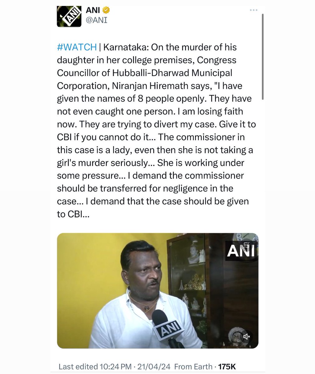 This is a clear case of #LoveJihad. Someone please connect me with Niranjan Hiremath ji. I’ll take his matter to court for CBI inquiry. #JusticeForNeha can be achieved only through proper investigation and strict punishment.