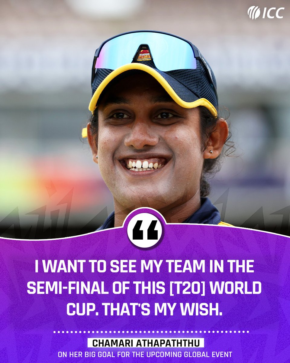 ICC's tweet photo. Chamari Athapaththu has her eyes set on a big goal ahead of the ICC Women's #T20WorldCup Global Qualifier 2024 💪

More 👉 https://t.co/ctQCChnTYU https://t.co/j0DCTTKKfG