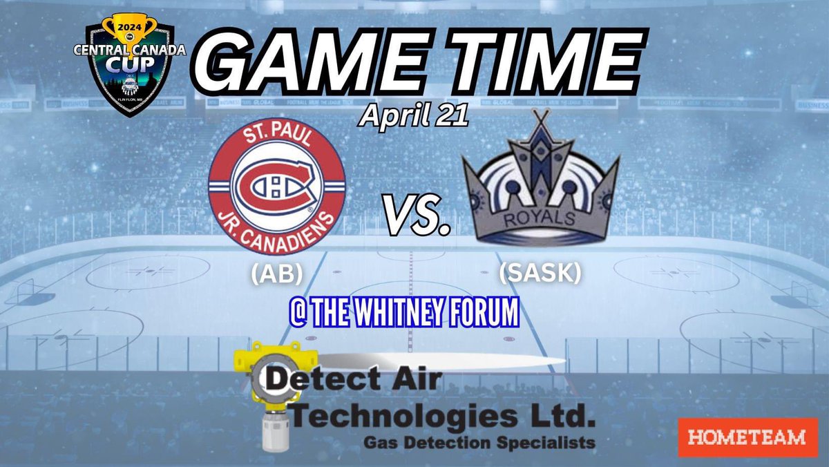 THE FINALS ARE HERE!🤩🌟

The St. Paul Jr. Canadiens vs. Saskatoon Royals battle is out to see who will be named the 2024 Central Canada Cup Champion! Game starts soon!

Catch all the action on HomeTeam Live: app.hometeamlive.com/#/home/events/…

Brought to you by Detect Air Technologies