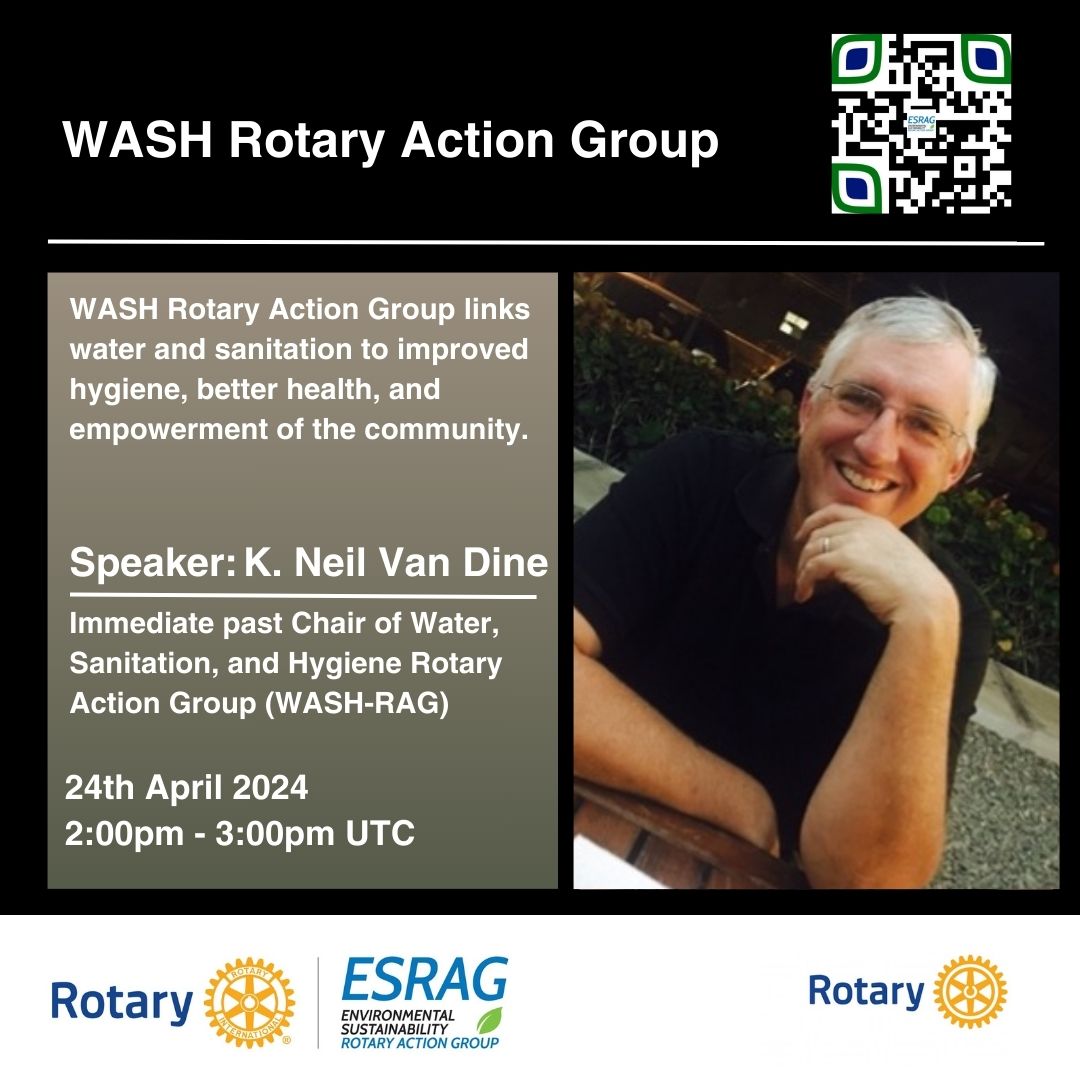 🚰Join us on April 24th at 1400 UTC for a project seminar from @wasrag. K. Neil Van Dine, immediate past Chair of WASH-RAG, will lead us through how WASH-RAG links water and sanitation to improved hygiene, better health, and empowerment of the community. ow.ly/NpcT50RfSkf