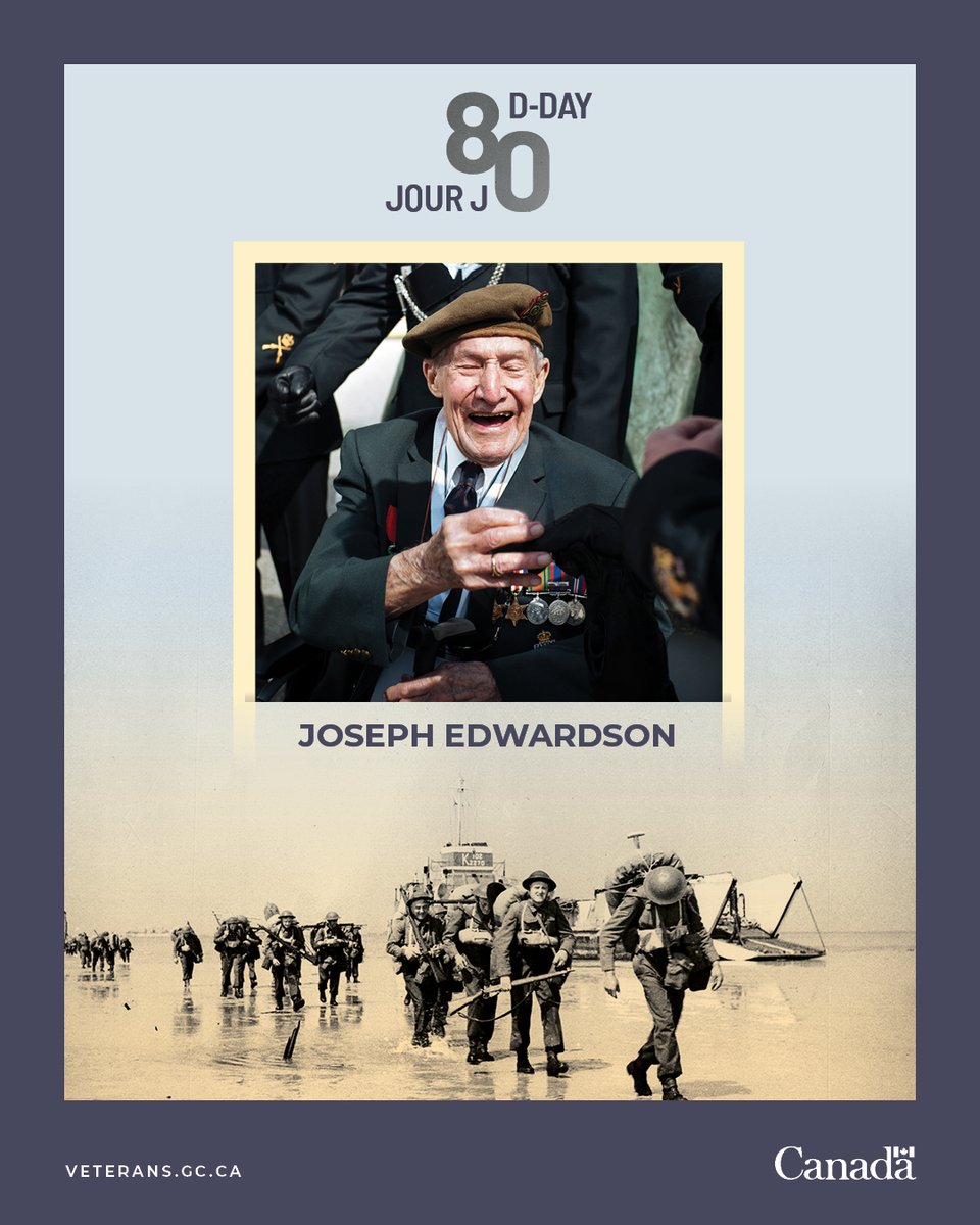 We are 46 days to D-Day. Tens of thousands of Canadians took part in the Normandy Campaign in 1944. Joseph Edwardson was one of them. Learn more about the road to #DDay80: veterans.gc.ca/eng/remembranc… #CanadaRemembers