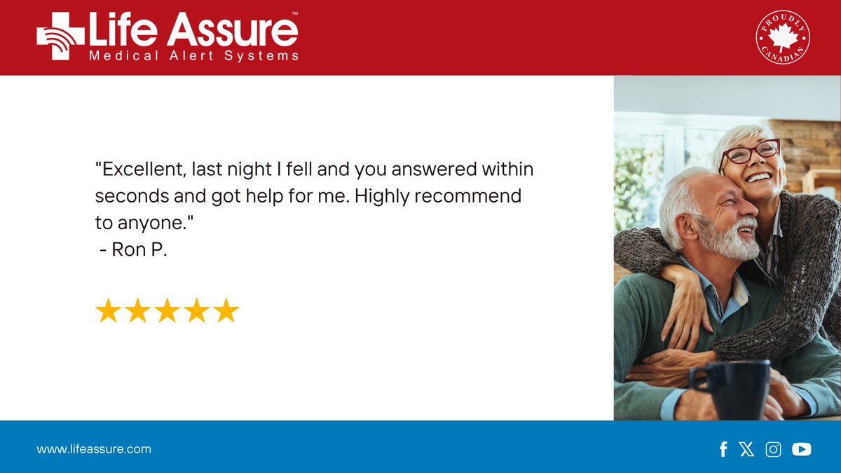 'Excellent, last night I fell and you answered within seconds and got help for me. Highly recommend to anyone.'
 - Ron P.

#lifeassure #medicalalert #seniorliving #seniorcare