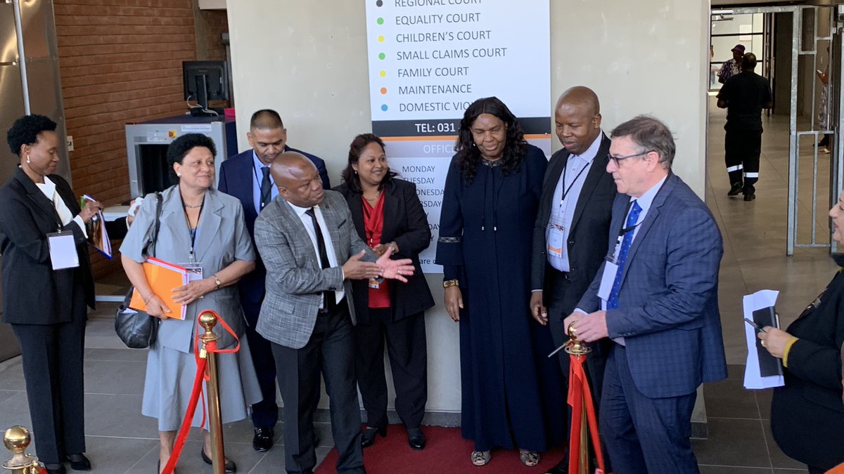 ZanoAzana's tweet photo. Justice and Constitutional Development Deputy Minister, Mr John Jeffery, and Public Works and Infrastructure Minister, Mr Sihle Zikalala, are officially opened the refurbished Chatsworth Magistrates’ Court. https://t.co/Q2UUgZVtEA
