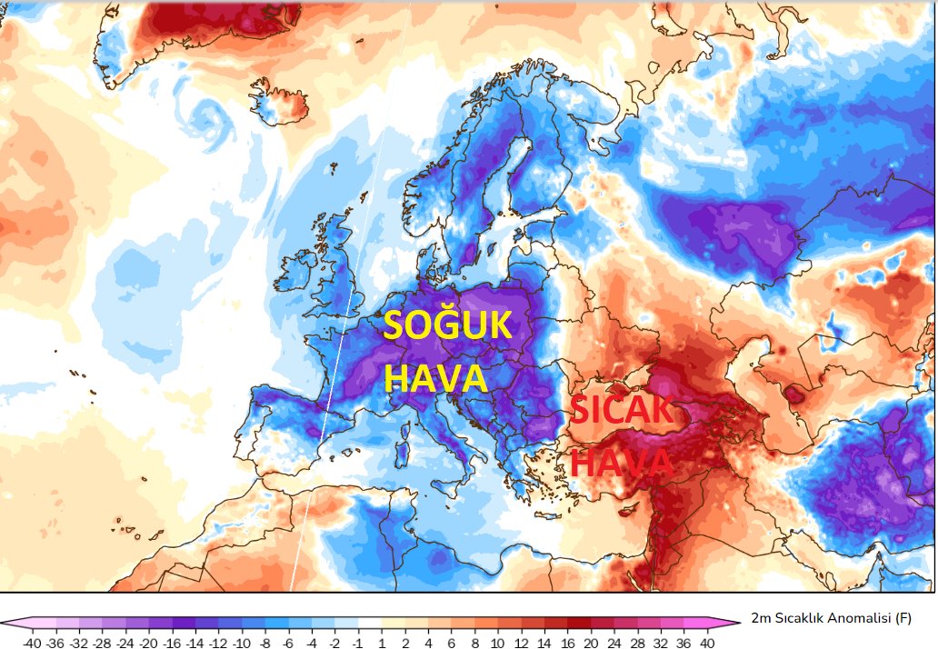 YENİ HAFTANIN ÖZETİ: 2m. sıcaklık anomalisine baktığımızda Avrupa Kıtasına soğuk akışı devam ederken bize tekrar açılacak Afrika'nın kapıları nedeniyle hafta ortasında kayıtlı tüm zamanların nisan ayı sıcaklık rekorları da kapıda. Şahsen favori alanım ise Orta ve Doğu Karadeniz.