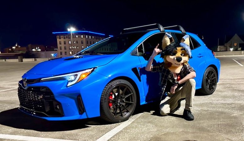 What Da Dog Doin? I made a purchase and I love it. Obligatory Fursuit Pic.

2024 Toyota GR Corolla Curcit Edition in Blu Flame 

#furry #fursuit #furryfandom