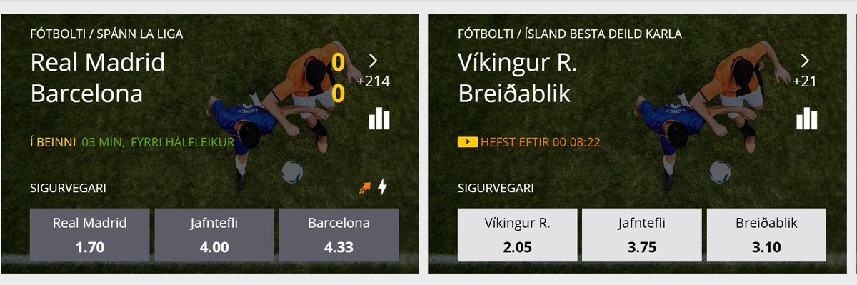 El Clasico er nýhafinn! Real Madrid - Barcelona! Ekki gleyma stórleik Bestu deildar karla í kvöld: Víkingur - Breiðablik! betsson.com/is/ithrottabok