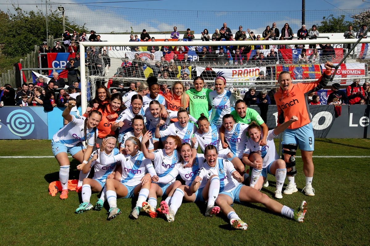 Crystal Palace has basically secured promotion to the WSL after the 2:0 win against Lewes FC  

While Lewes and Watford have been relegated to @FAWNL
 
📸: @BarclaysWC #BarclaysWC #BarclaysWSL