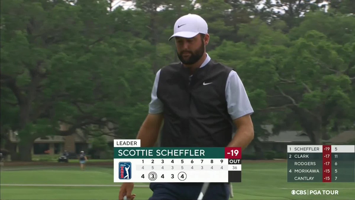 Scottie extends his lead with a birdie at No. 5 💥 @RBC_Heritage