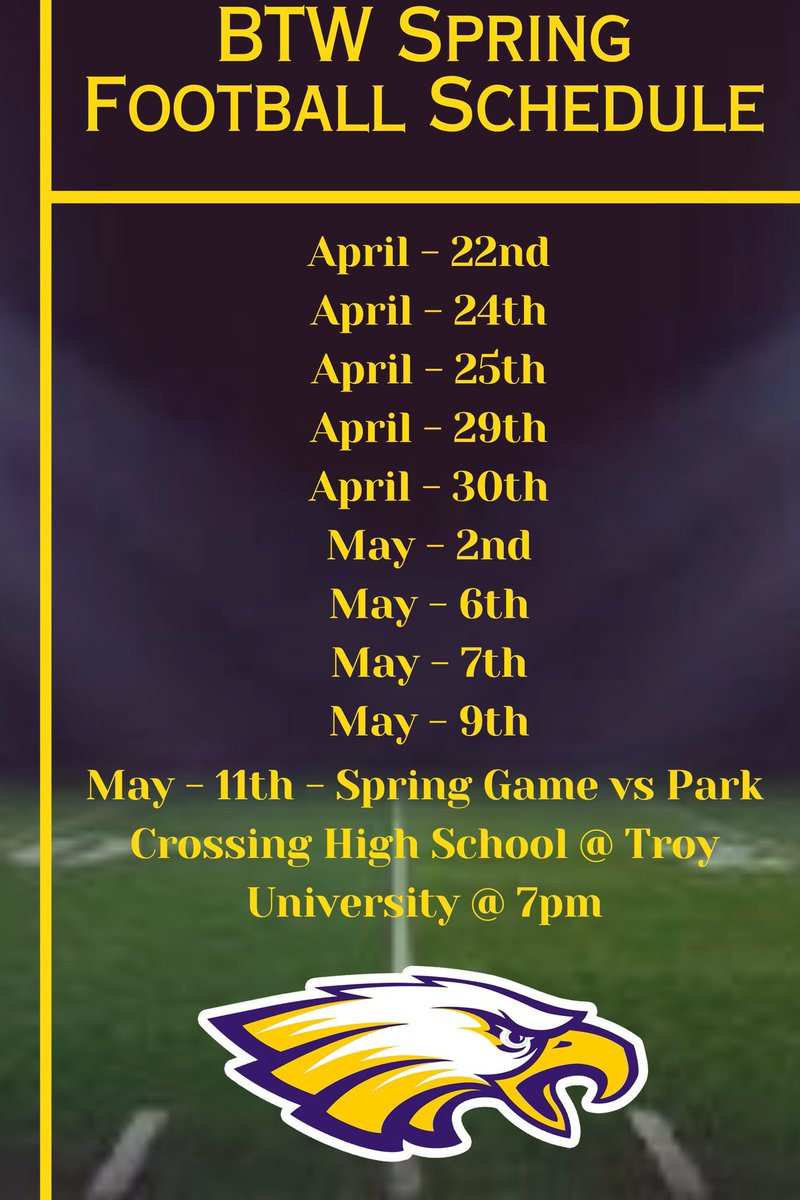 Blessed and thankful for the opportunity to be the Wide Receivers Coach <a href="/_BTW_Football/">BTW Football</a> Here is our spring schedule. Coaches come check us out!!! <a href="/_Coach_Austin/">DeAndre Austin</a> <a href="/OLCoachJordan/">Carter Jordan</a> <a href="/_javisfloyd/">Javis Floyd jr</a> <a href="/lil_dylan17/">Dylan "Dino" Purter</a> <a href="/Quez_26/">MarquezDaniel⭐️</a>