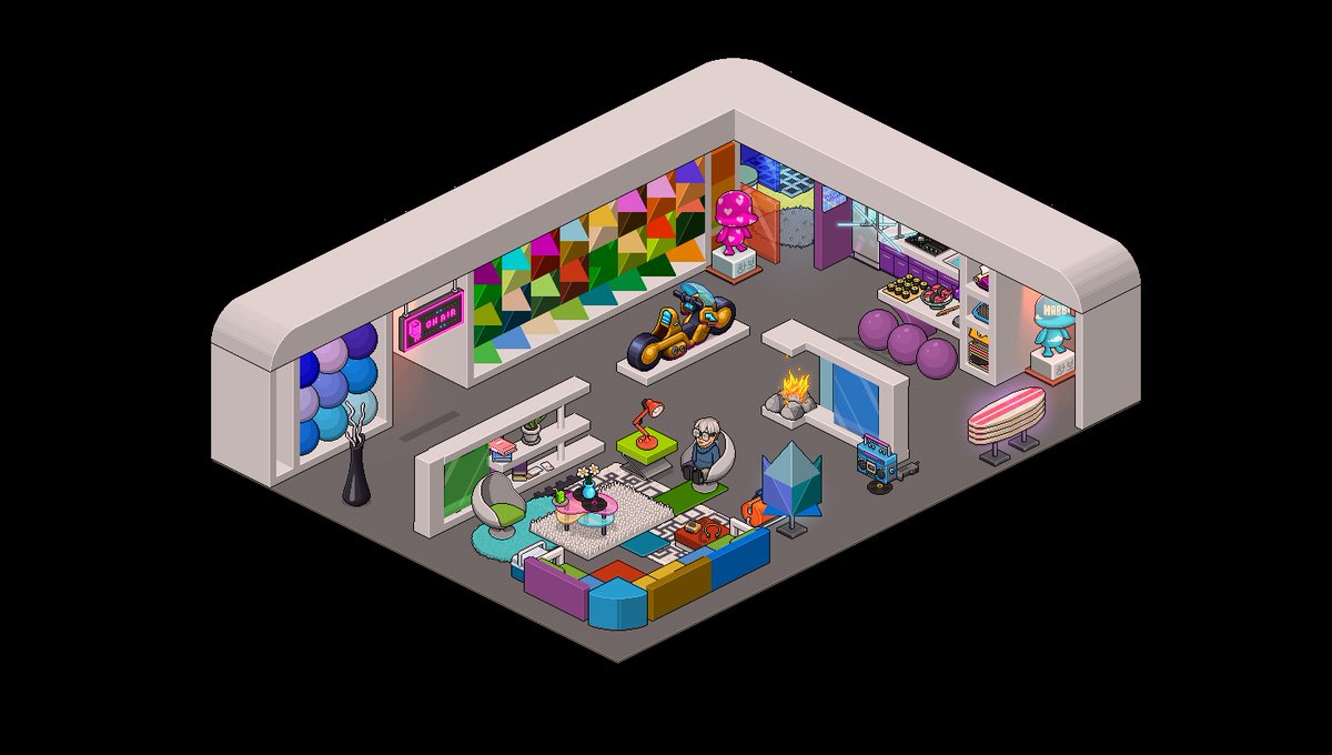 Retro pop house.
#habbo #haddoz #retrodeco #homedecoration