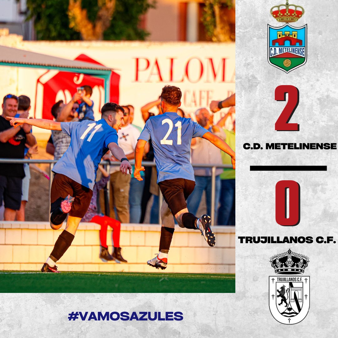 cdmetelinense's tweet photo. FINAL

@cdmetelinense 2-0 @Trujillanoscf 

Victoria en el último partido de liga que hace que terminemos invictos como locales este año en la competición liguera. 

💪💙 Toca pensar ya en los Playoff. VAMOS AZULES 

⚽ @J_Pineda5 
⚽ @lil_pany https://t.co/tMbFoczFpF