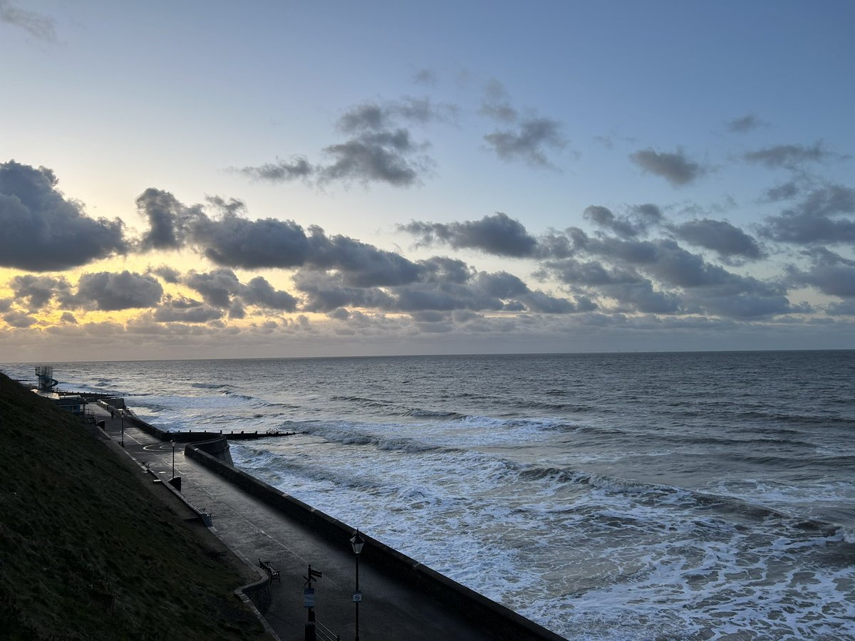 Balaclava, woolly hat, 2 x jumpers and warm coat for a climate boiling Spring walk in Cromer 😂