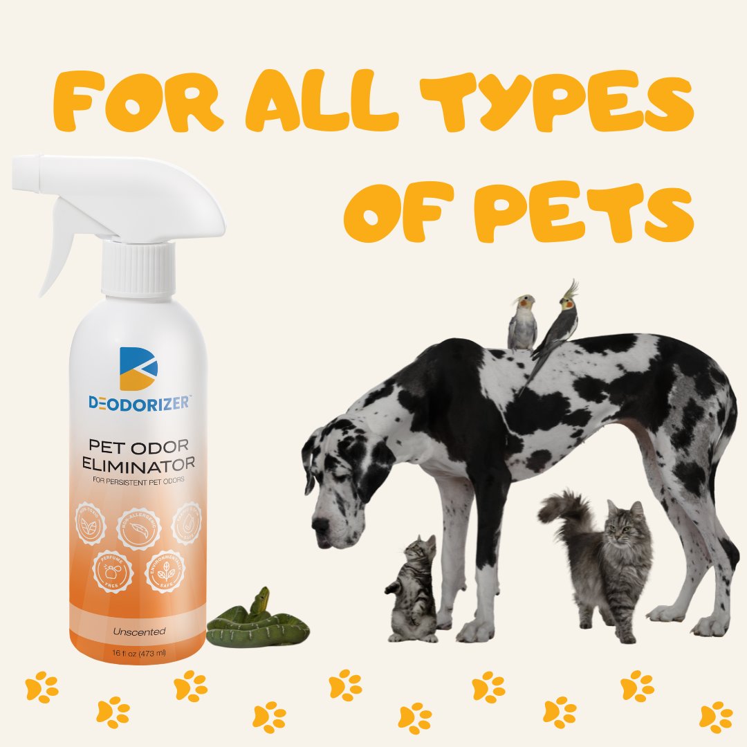 No matter what kind of pet you have, D-Odorizer has got you covered. #nationalpetday #freshsmell #cleanhome #odoreliminator #odorremover #smellfresh #deodorizer #homecleaning #cleaning #homehacks #petowner #dog #cat #dogodor #catodor #doglover #catlover #ecofriendly #petlover