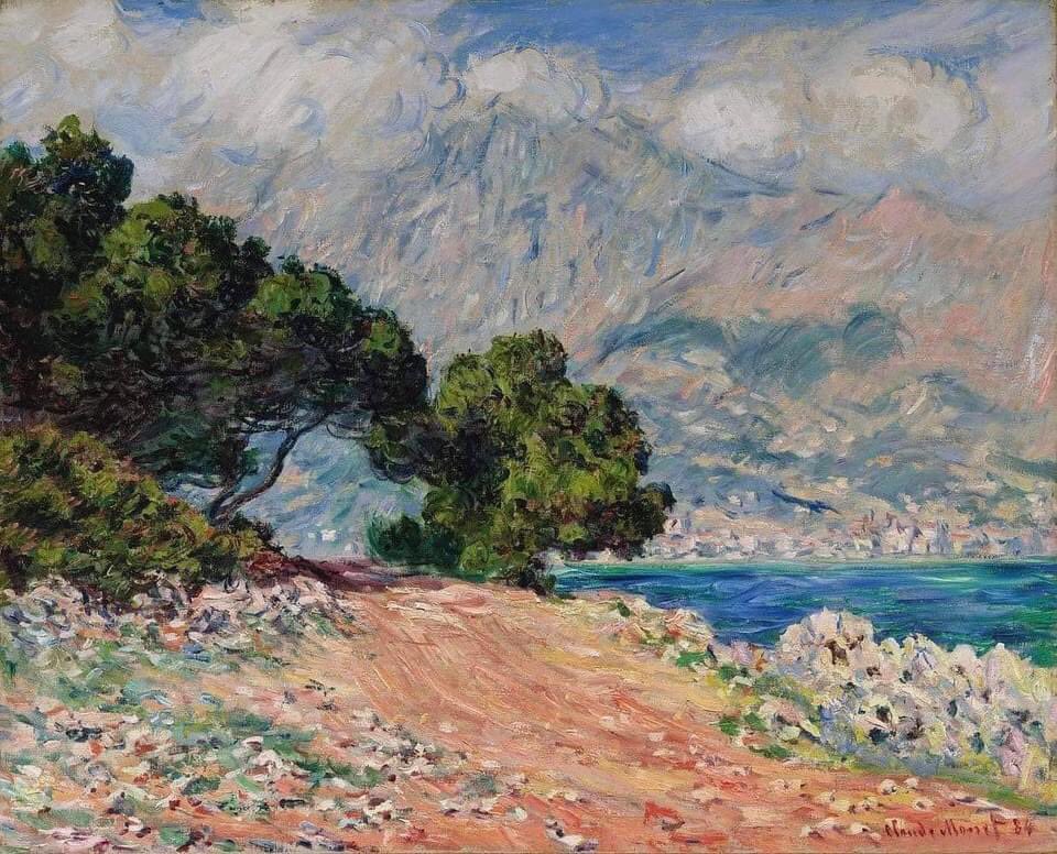 Claude Monet La strada costiera a Cap Martin vicino a Mentone “Coastal Road at Cap Martin,near Menton” (1884).