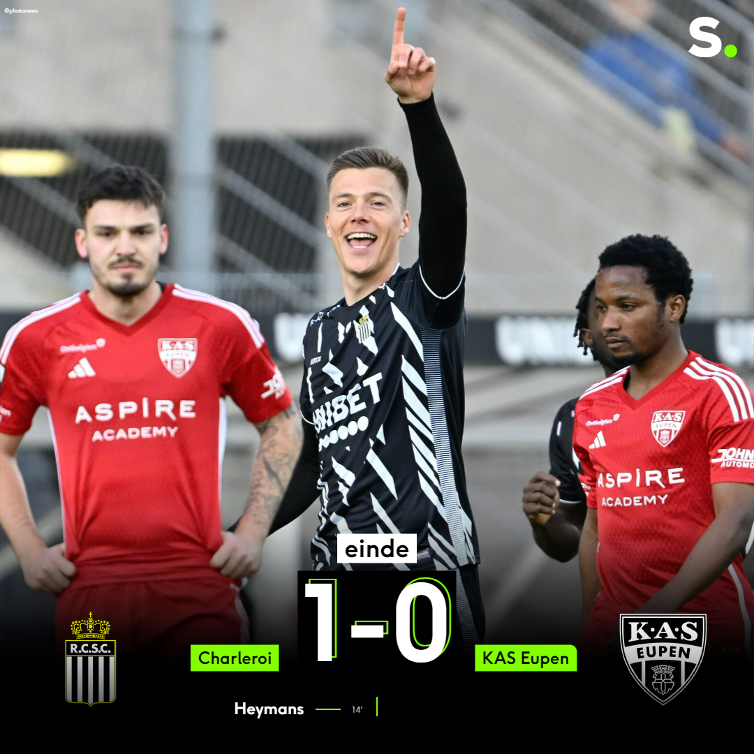 sporza's tweet photo. Charleroi zet Eupen opzij dankzij Daan Heymans, zet nieuwe stap richting behoud en vermijdt al zeker rechtstreekse degradatie.

#chaeup #jpl ⚽️

https://t.co/xlJFiS9KD1 https://t.co/9dqSIBTbqN