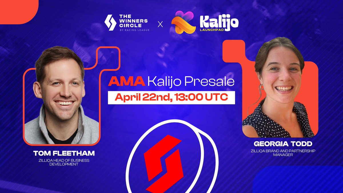 Join the @Zilliqa dream team - Tom Fleetham and Georgia Todd - for an AMA around the $HRSE presale on @Kalijo_Zil. The token powers @TWC_HRSE, a fan reward platform that we're building with @RacingLeagueUK. Did someone say early access? Discounts?! 👀