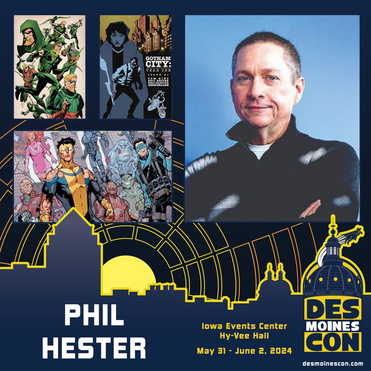 We are so excited to welcome a certified legend, creator, and hero at heart, that’s right! Phil Hester is coming to Des Moines Con! 💫💫