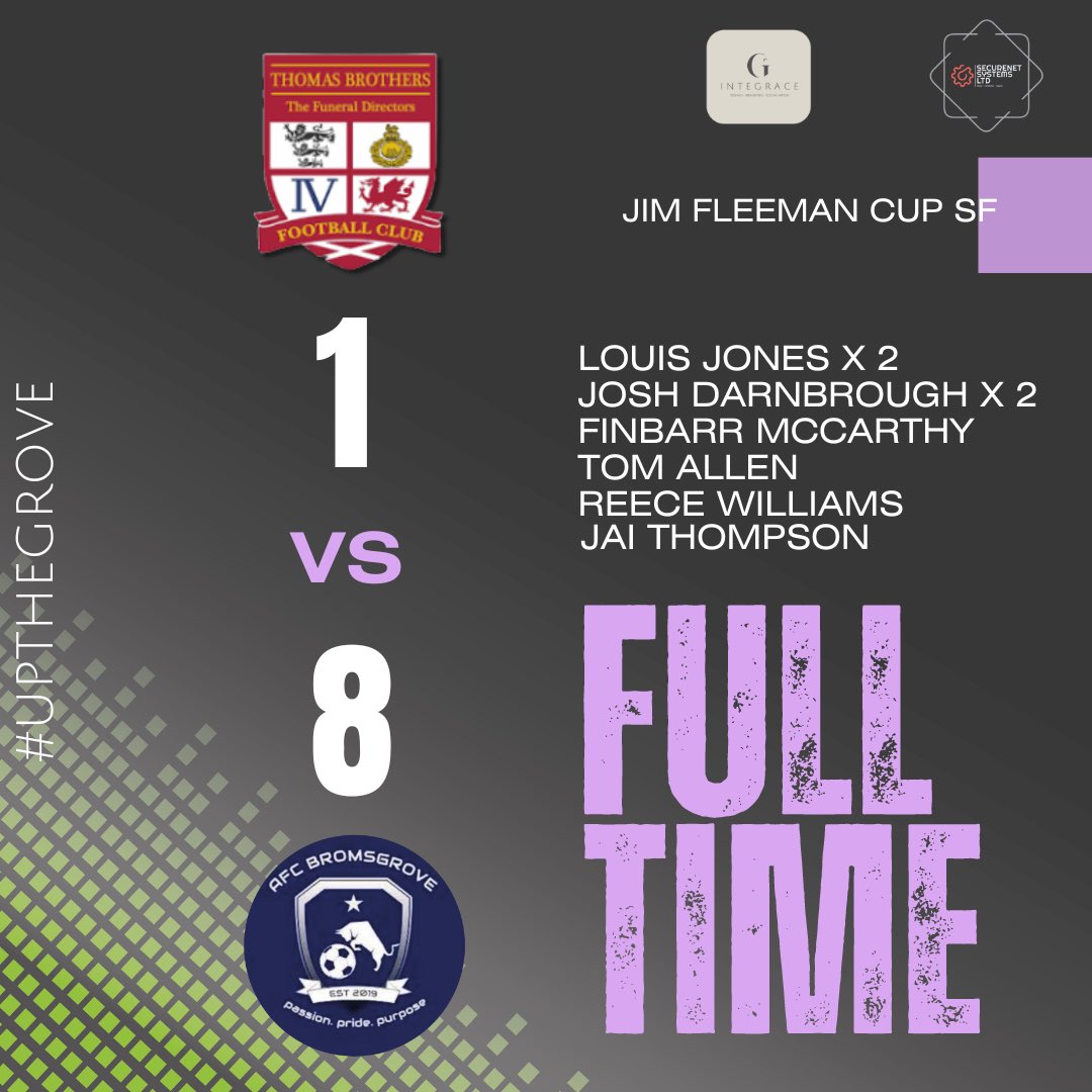 RESULT 》

We book our place in another final after an outstanding performance and result today. The lads dominated the game and were ruthless in front of goal against an opposition in a higher division. 

MOTM: Tom Allen 🏆

<a href="/Randswcl/">Redditch & SW League</a> 

#UpTheGrove🦁