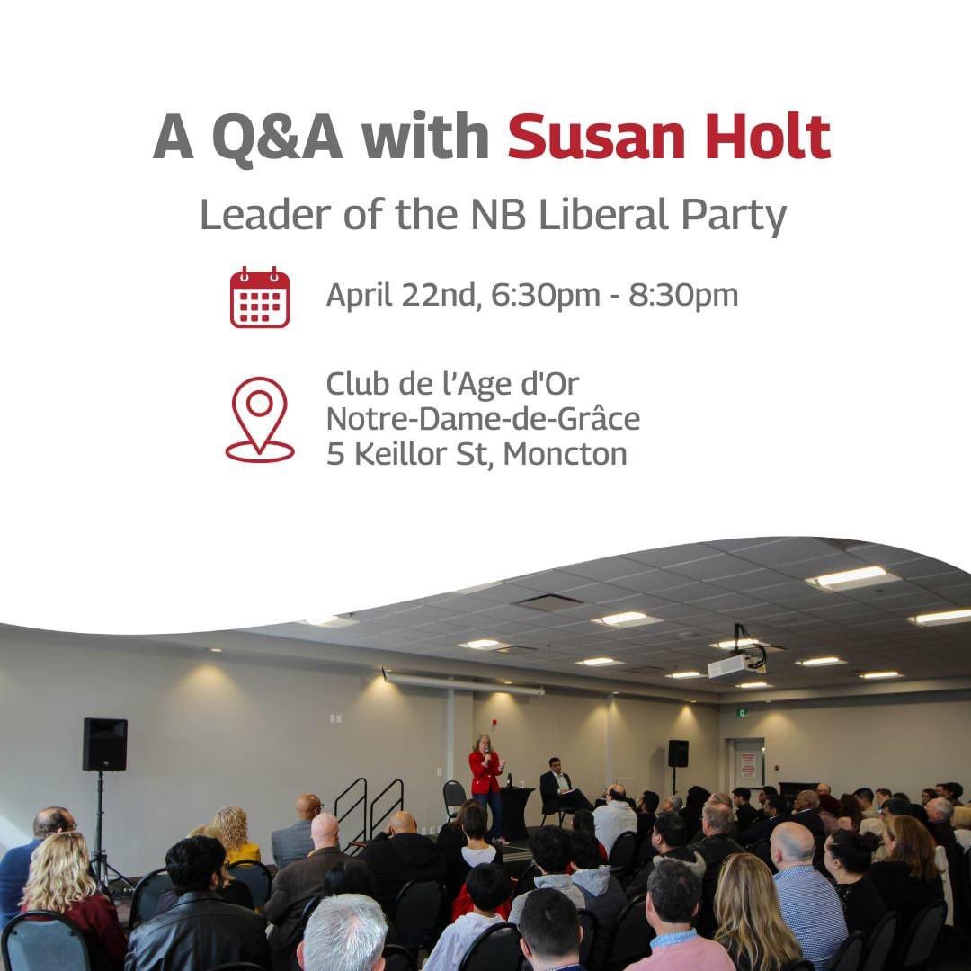 Join us Tomorrow in Moncton for our first in-person Q&A. Wondering where I stand on specific issues? Join me for politics in full sentences! Hope to see you there👋🏻