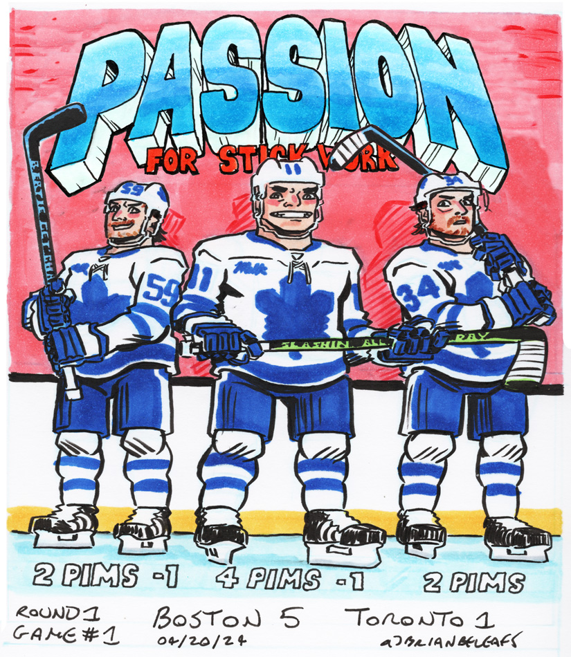 Round 1, Game 1. Boston 5 V Toronto 1. #TorontoMapleLeafs #LeafsForever #LeafsNation #GoLeafsGo #MaxDomi #TylerBertuzzi #AustonMatthews #Penalties #ThePassion #DumbStuff