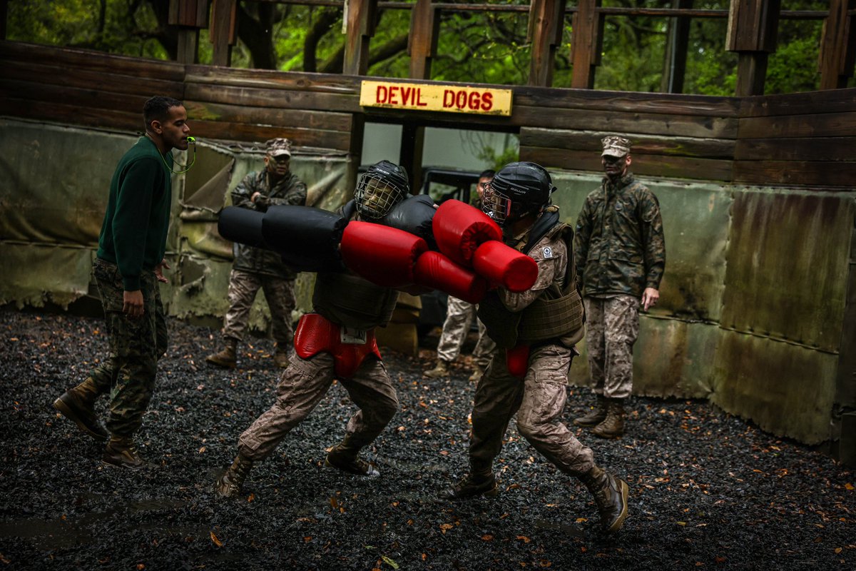 Watch as recruits from Delta Company, 1st Recruit Training Battalion, face off in a body-sparring challenge during the Crucible at @MCRDPI. 🥊 This intense 54-hour event puts their 11 weeks of training to the ultimate test!