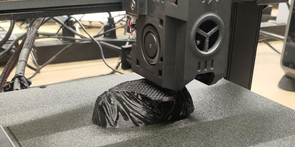 3D printed bust of Albert Einstein, printed by our 3D Associate from the Tustin, CA Micro Center Printed with Inland Black PLA+ STL Designed by ICZFIRZ and is available from @printables printables.com/model/59080-al… #inlandfilament #Einstein #AlbertEinstein