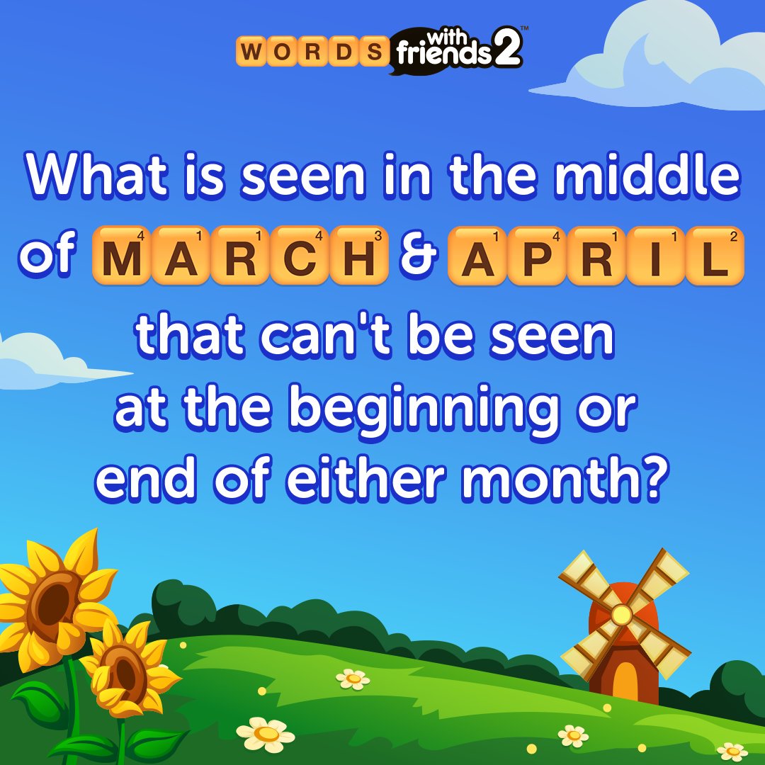 This riddle has left us scratching our heads, Wordies! 🤔

Think YOU know the answer? Comment below and discover more word puzzles with Words With Friends 2: play.wordswithfriends.com/kfET/WordRiddl…

#wordswithfriends #wordgames #trainyourbrain #brainteasers #wordriddles