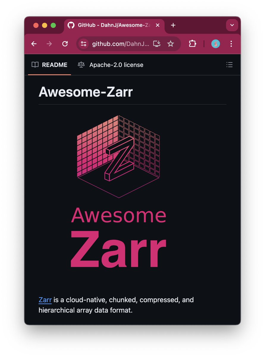 zarr_dev's tweet photo. Someone had to do it. And someone awesome did! ✨ Thanks to @dahnjahn for putting together #AwesomeZarr to expand the world of @AwesomeRepos

https://t.co/gIZ9Xrwn3R https://t.co/ModsZ3JD84
