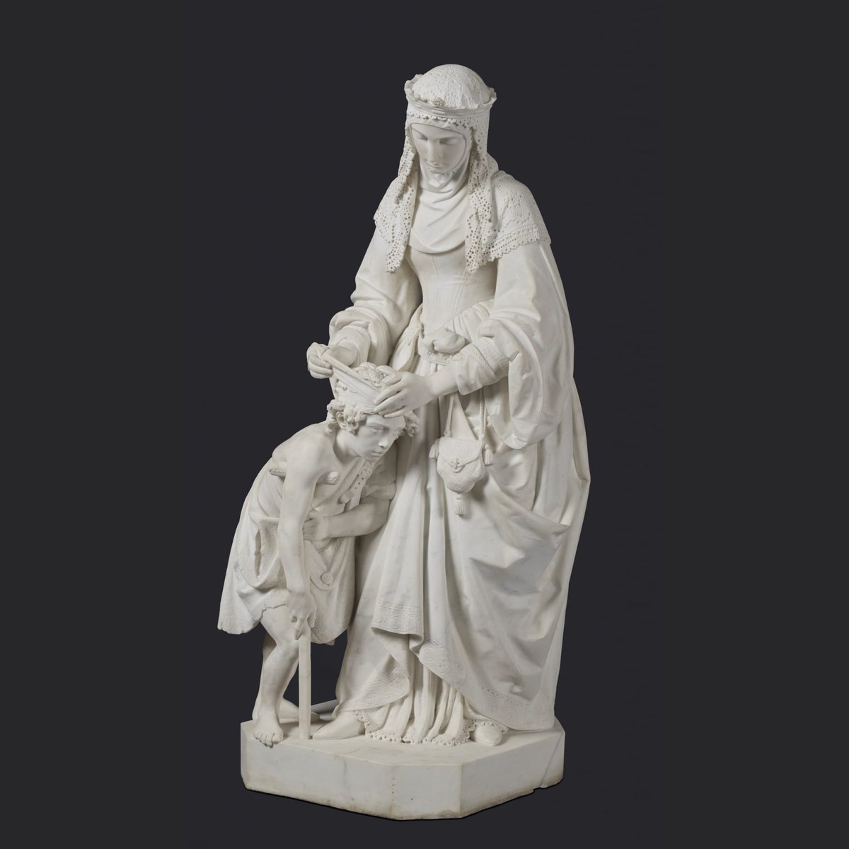 Santa Isabel de Hungria terciaria franciscana del siglo XIII. Escultura de mármol de 1862, Museo del Prado No expuesto Hermanos #Vallmitjana