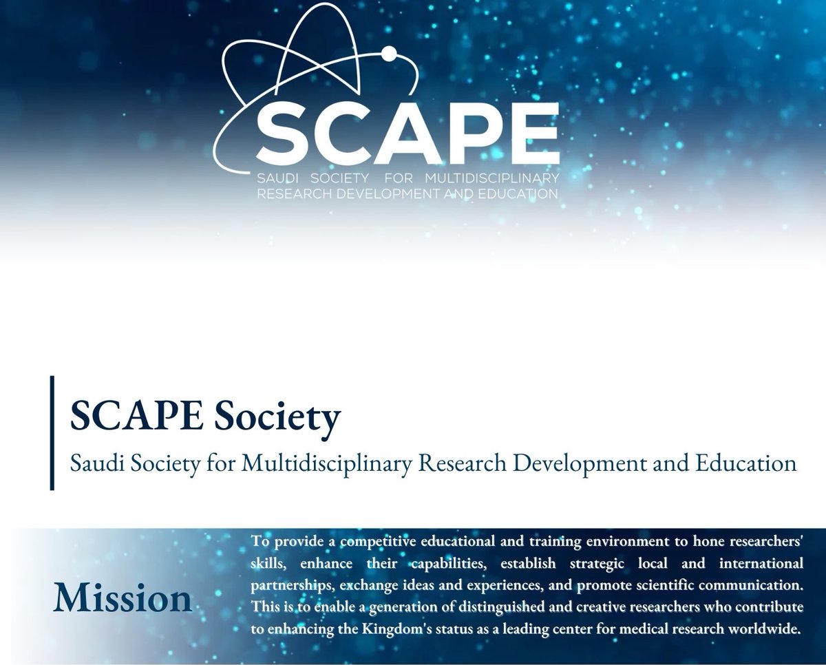 Scape_Society's tweet photo. 🇸🇦🇸🇦🇸🇦

مهمتنا هي توفير بيئة تعليمية وتدريبية تنافسية لصقل مهارات الباحثين، وتعزيز قدراتهم، وإقامة شراكات استراتيجية محلية ودولية، وتبادل الأفكار والتجارب، وتعزيز التواصل العلمي. 
نهدف إلى تنمية جيل من الباحثين المتميزين والمبدعين الذين يسهمون في تعزيز مكانة المملكة كمركز رائد للبحث الطبي على مستوى العالم.

🇸🇦🇸🇦🇸🇦
