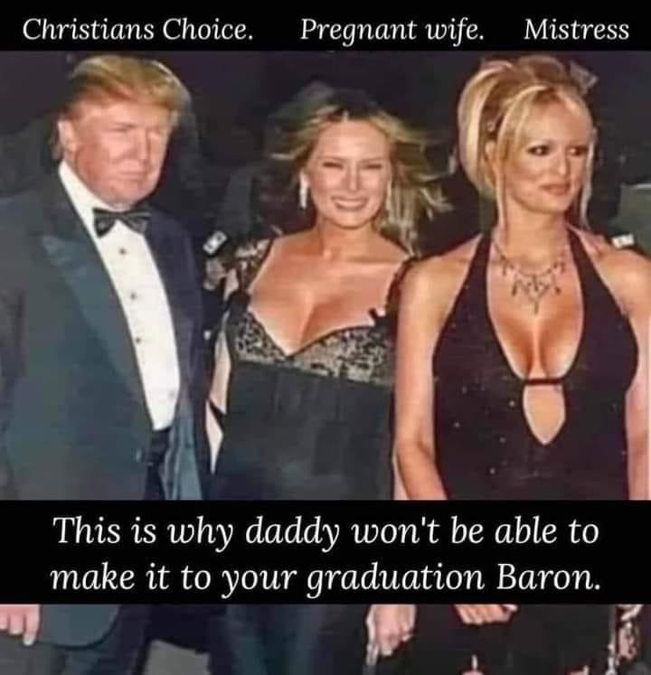 #ResistanceUnited #DemsUnited #ProudBlue 
This deplorable man has ZERO morals or conscience. 
I see Eric whining about Trump not being able to attend his son’s graduation. Meanwhile, he never attended his other childrens’ graduations either. Melania was pregnant with his youngest