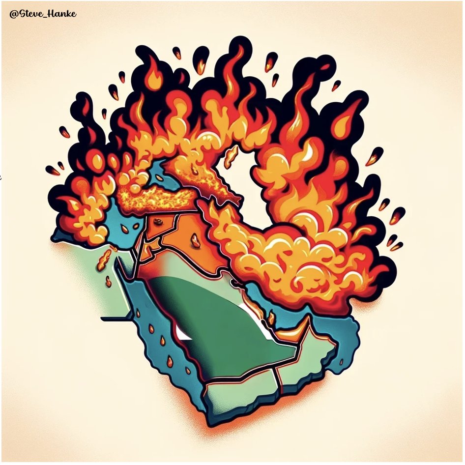steve_hanke's tweet photo. #MENAWatch:
Gaza, Israel, Lebanon, Sudan, Yemen, & Iran = DEATH, WAR & DESTRUCTION.
With the Middle East & North Africa on fire, it's no surprise that, in its April 2024 World Economic Outlook, the IMF revised downward MENA’s 2024 growth from 3.3% to 2.7%.
Stay tuned. https://t.co/Av5sDKuhH4